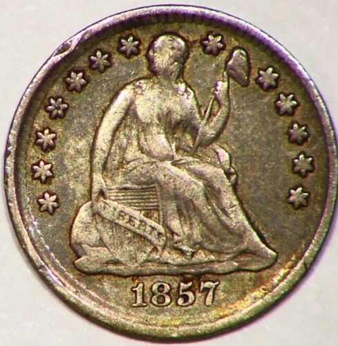1857 Seated Liberty 1/2 Dime Pre Civil War Era Coin 90% Silver Good Detail A76