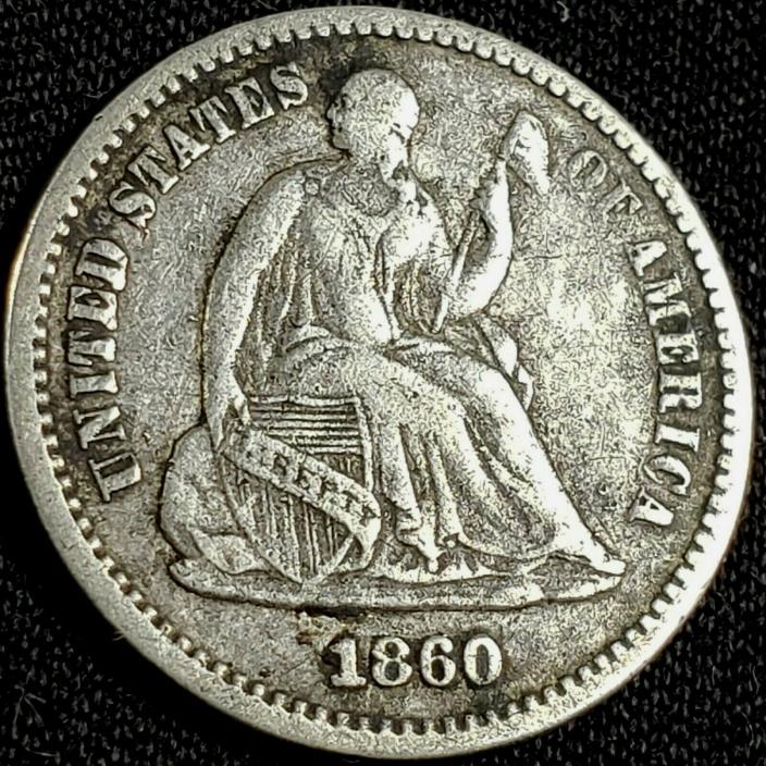 1860 Silver Seated Liberty Half Dime US coin