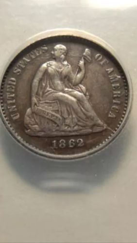 1862 Seated Liberty Half Dime ANACS EF45 -Clashed Dies