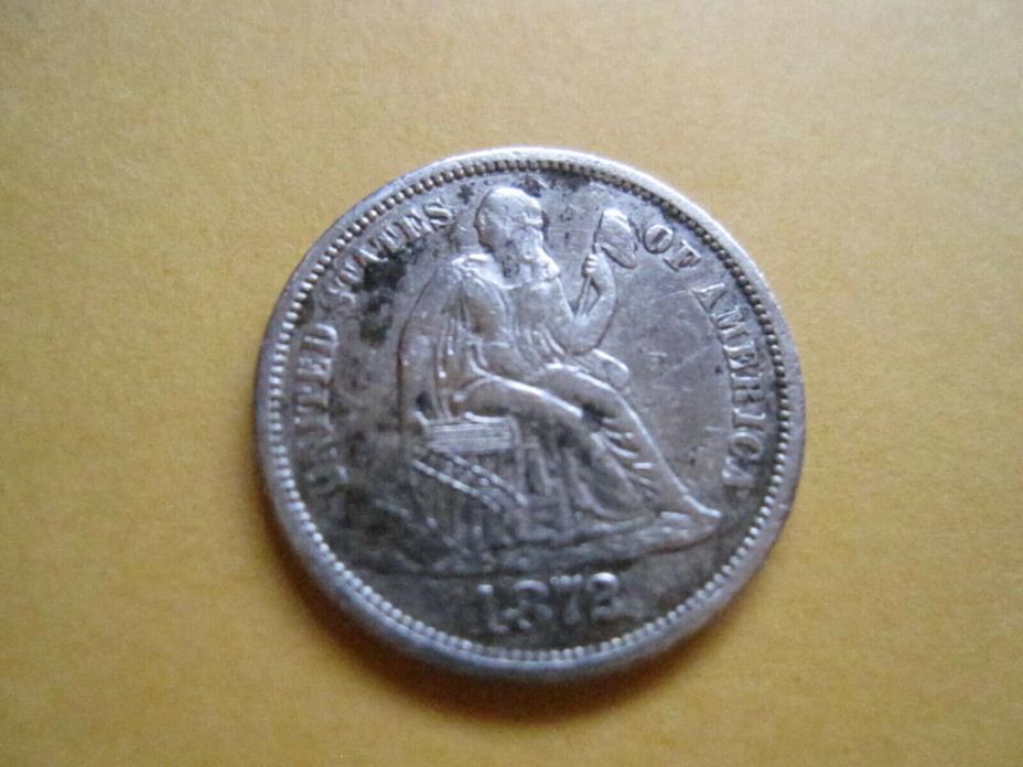 1872 Seated Liberty Silver Half Dime - Sharp Details #071
