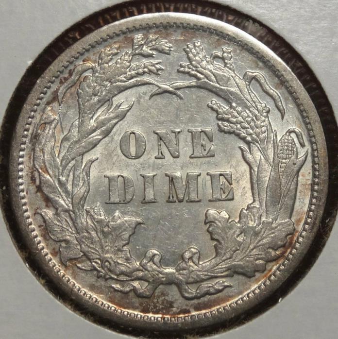 1890-P Seated Liberty Dime, Choice Almost Uncirculated Type Coin    0912-25