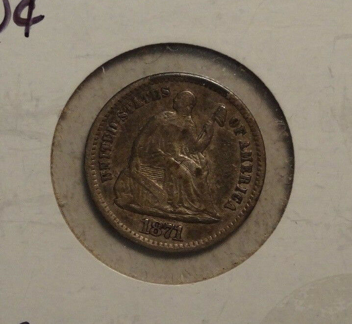 1871-P Seated Liberty Half Dime, Very Fine, Sharp Type Coin   1010-04