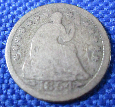 1854 UNITED STATES SEATED HALF DIME WITH ARROWS