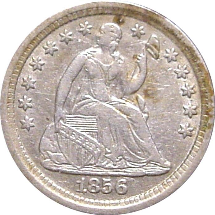1856 Seated Half Dime--AU