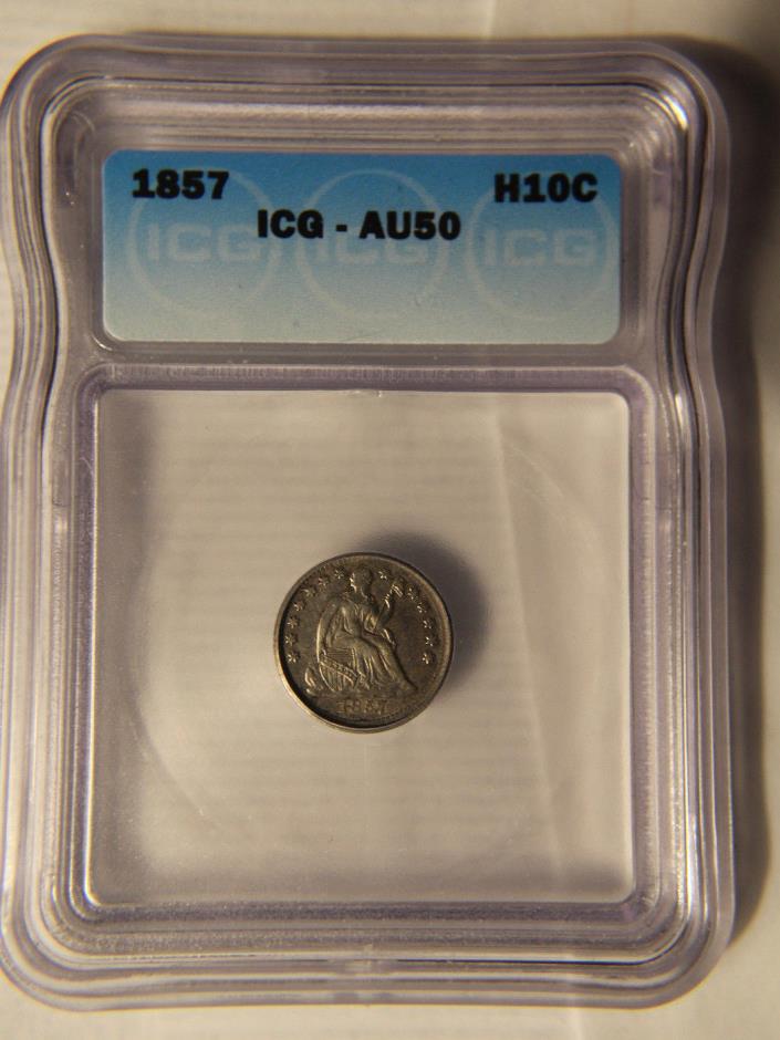 1857 Half Dime ICG= AU 50