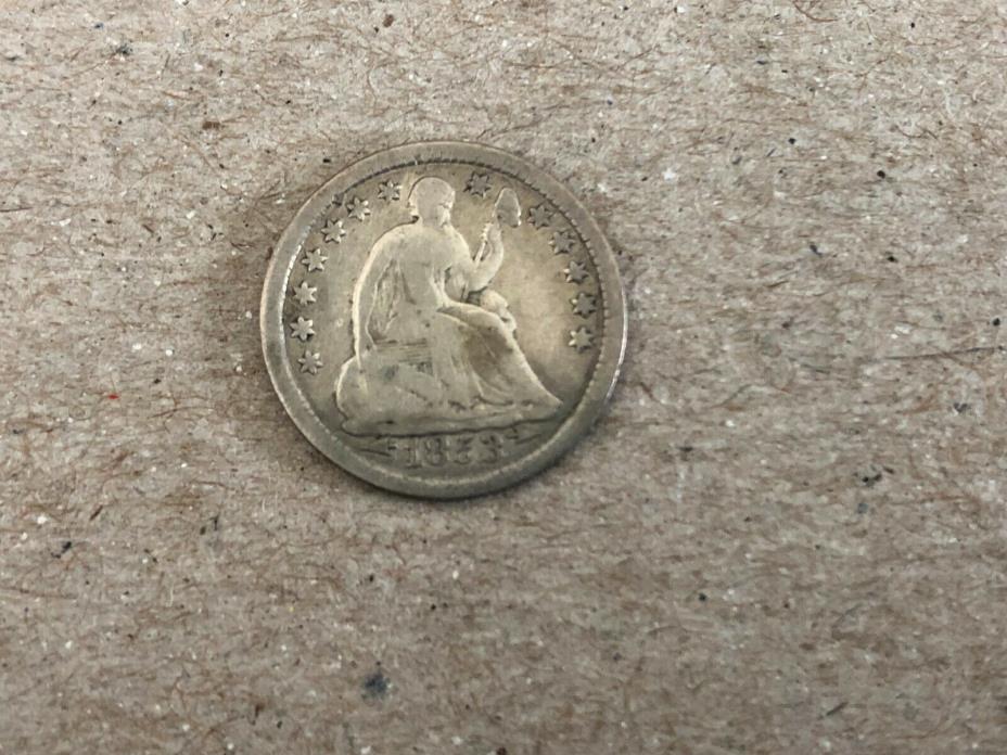 1853 P 5C Seated Liberty Half Dime 90% Silver Vintage US Coin Original