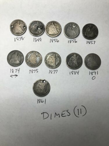 Seated Liberty Half Dime (14) & Dimes (11) Lot Early Dates And O Mint Marks