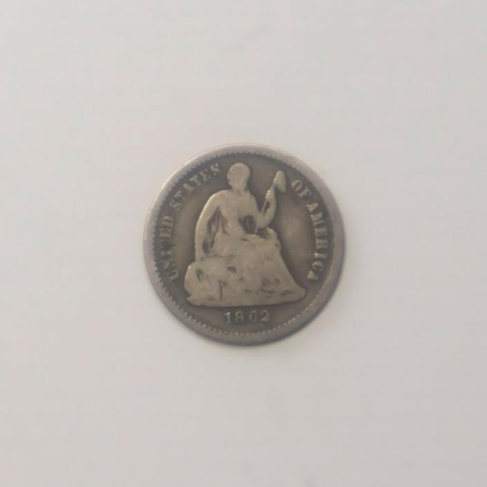 1862 SEATED LIBERTY HALF DIME F FINE