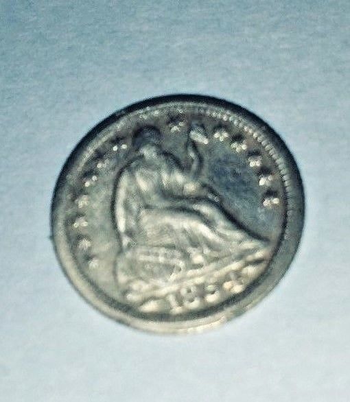 1854 O Seated Liberty Half Dime, Arrows at Date variety.  Free Shipping Save +$3