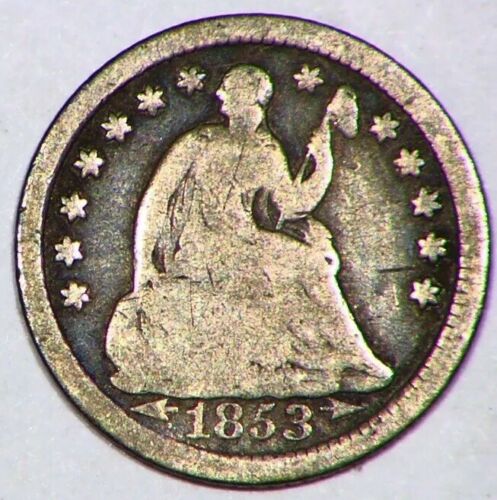 1853 O Seated Liberty Half Dime Coin 10C 90% Silver Nice Clean Good Detail A82
