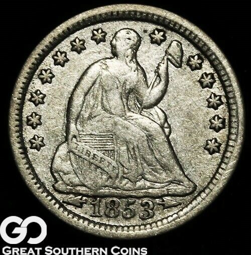 1853 Seated Liberty Half Dime, with Arrows, Tough Type