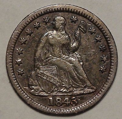 1845 Seated Liberty Half Dime, Nice Type Coin  0317-27
