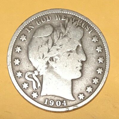 Liberty Head or Barber 90% silver Half Dollar 1904 S---- looks VG++