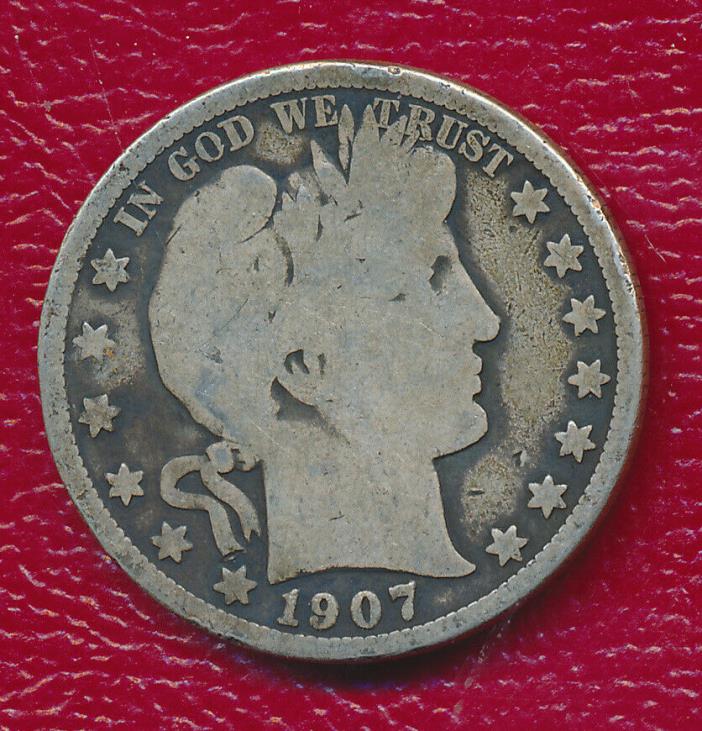 1907-D BARBER SILVER HALF DOLLAR **NICELY CIRCULATED COIN** FREE SHIPPING!!