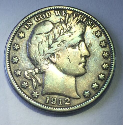 1912 P Barber Half Dollar,Toned- Rare 1.5m Minted,X-Fine Cond.Red Book For 250$