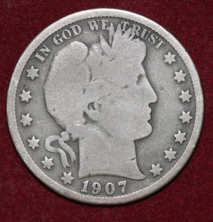 1907 S Barber Half Dollar Silver