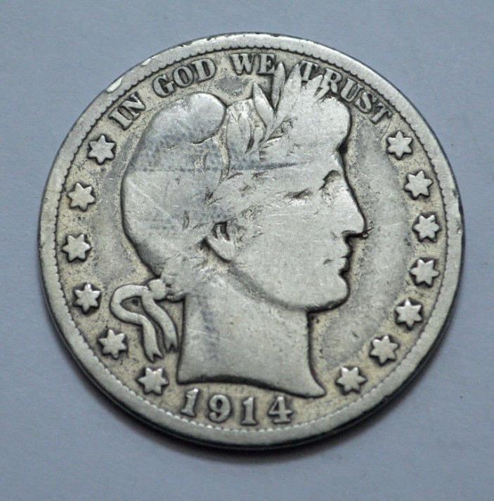 Scarce 1914-S  Barber Half  Dollar KEY DATE SCARCE COIN 50c. 90% Silver  !!!