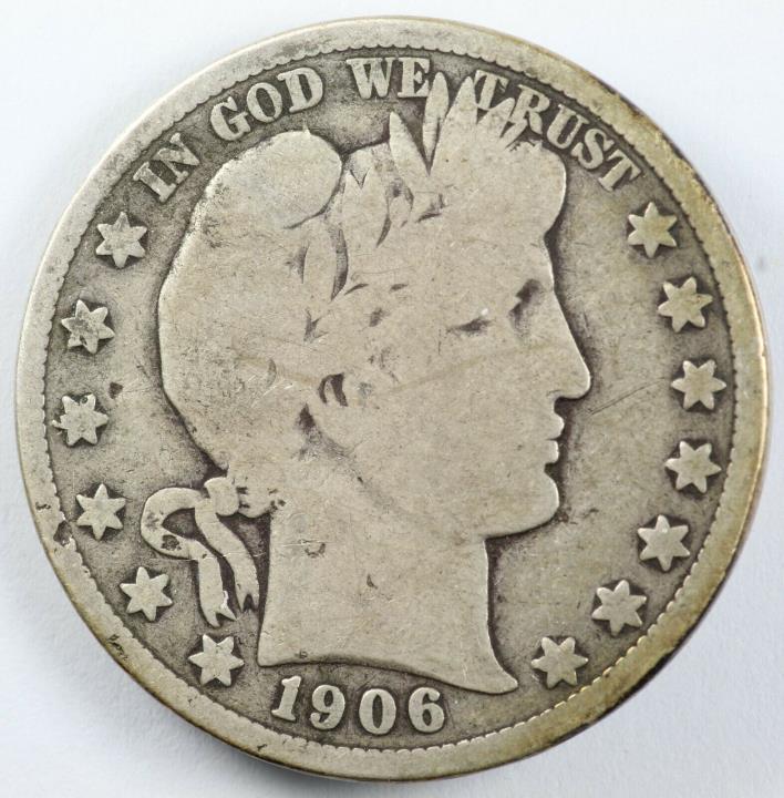 1906-D Barber Silver Half Dollar 50C