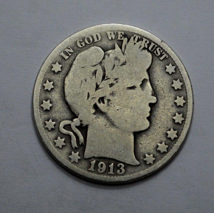 RARE 1913-S  Barber Half  Dollar KEY DATE SCARCE COIN 50c. 90% Silver .