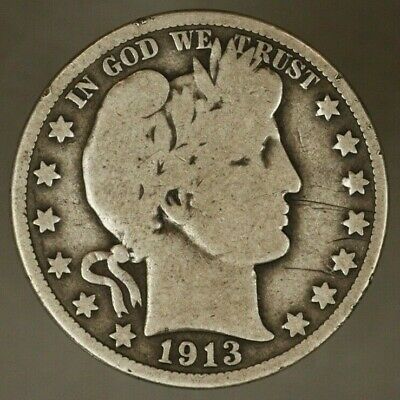 1913 Barber Half Dollar Silver Circulated Coin  ** FREE U.S SHIPPING**