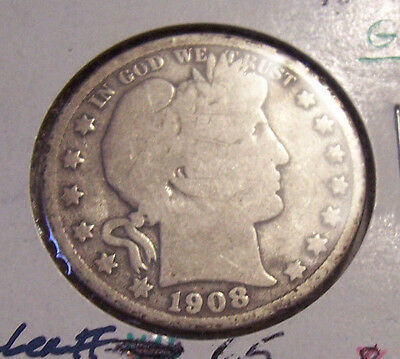 1908  BARBER HALF DOLLAR COIN  SILVER