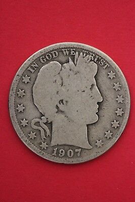 1907 P Barber Liberty Half Dollar Exact Coin Pictured Flat Rate Shipping OCE 454