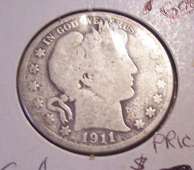 1911 BARBER HALF DOLLAR COIN  SILVER