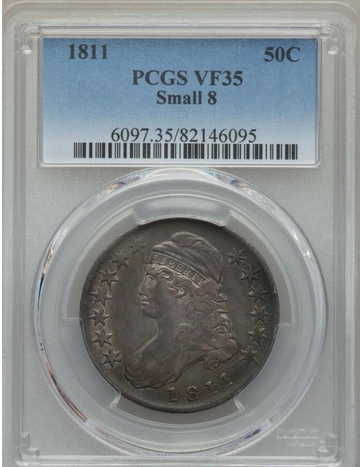 1811 Capped Bust Half Small 8 PCGS VF-35