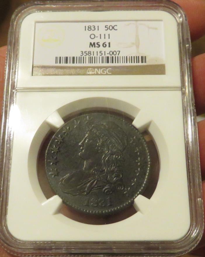 1831 deeply Toned Capped Bust Half Dollar NGC MS61