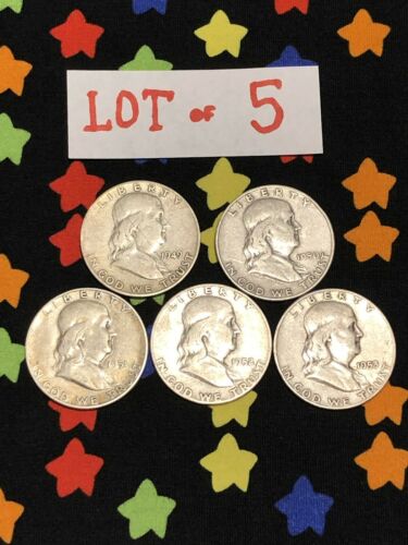 5 Coin Lot:   1949-S   1950-D   1951-S   1952-D   1953-D.  Franklin Half Dollar