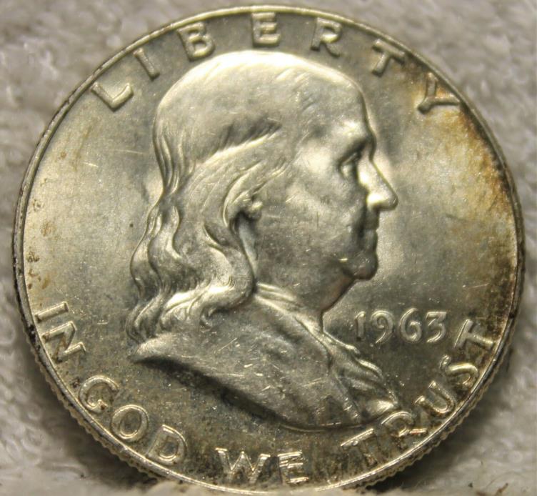 1963D AU franklin half dollar