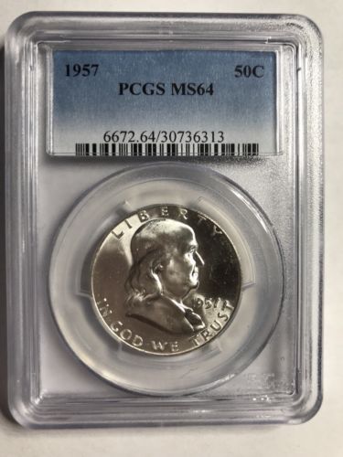 1957 Franklin Half Silver Dollar PCGS MS64