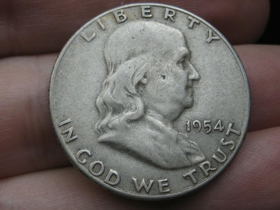 1954 S Silver Franklin Half Dollar- Fine/VF Details