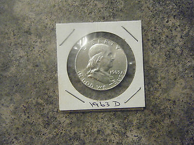 FRANKLIN HALF DOLLAR 50 CENTS 1963 D SILVER ROUND UNCIRCULATED