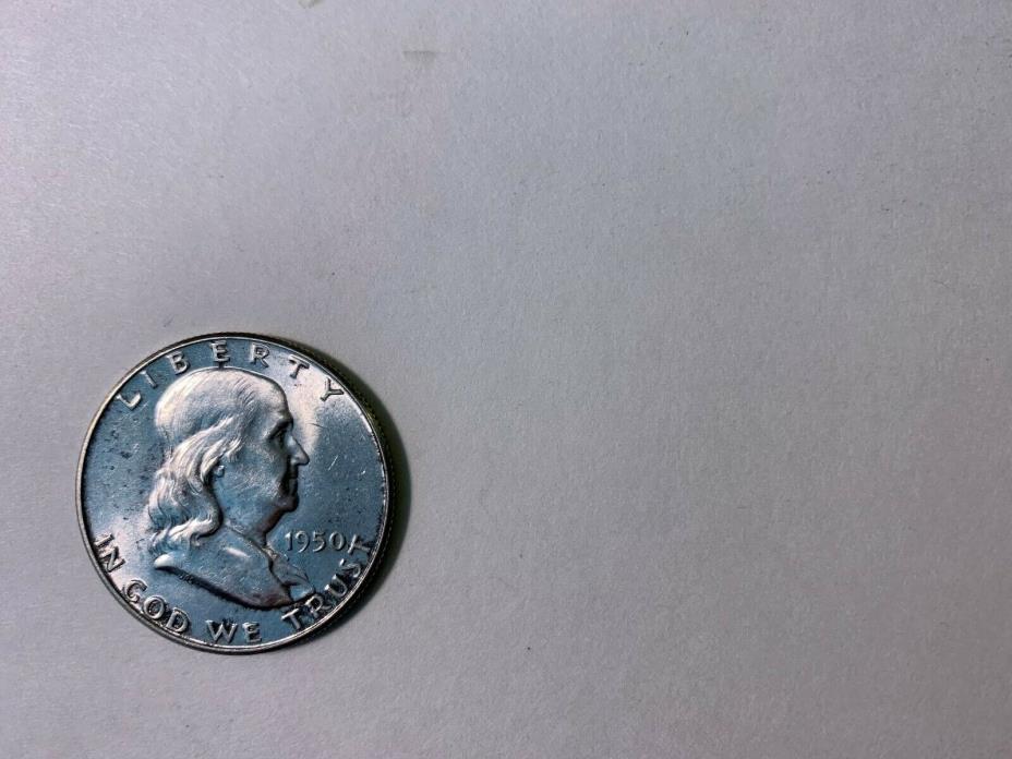 1950-P ABOUT UNCIRCULATED Ben Franklin Silver Half Dollar w/Original Luster