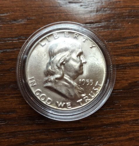 1955 SILVER FRANKLIN HALF DOLLAR !!!  CHOICE UNC !! SEMI KEY DATE !!!