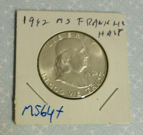 1962 Benjamin Frankin Silver Half Dollar, Nice BU Silver Coin LOOOK!