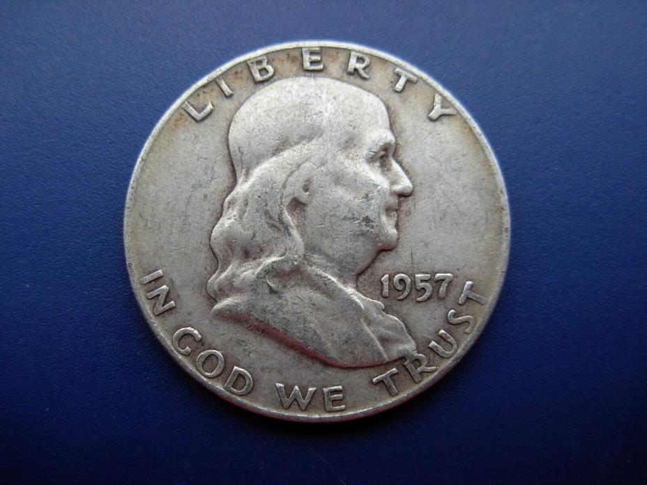 Very Nice original 1957-D Franklin half in F condition. #1