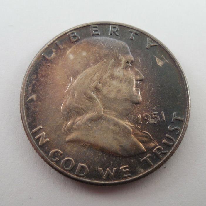 1951-P - Franklin Half Dollar - 50¢ - With Toning & Color - #1413L