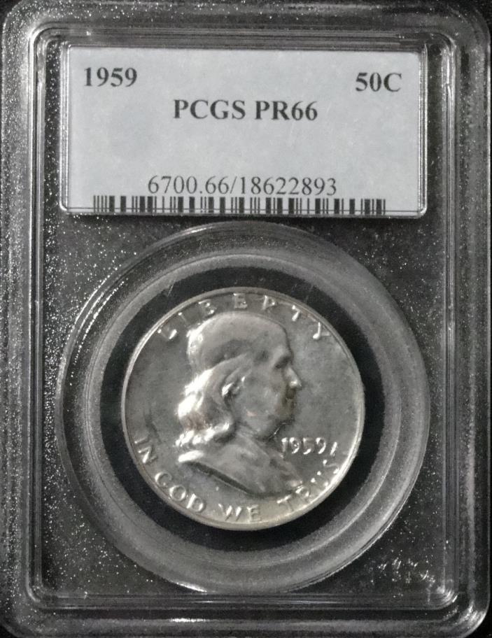 1959 50C (Proof) Franklin Half Dollar, PR66, PF66, PCGS, 90% SIlver, #9220