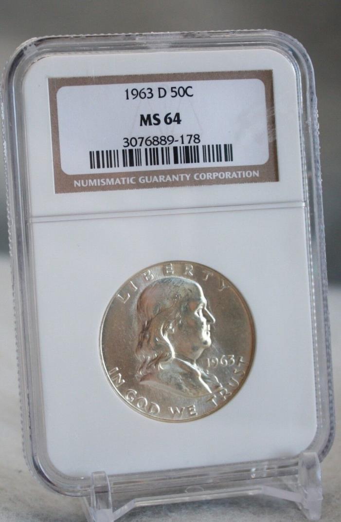1963 D Franklin Half Dollar 50c Silver Graded By NGC MS 64