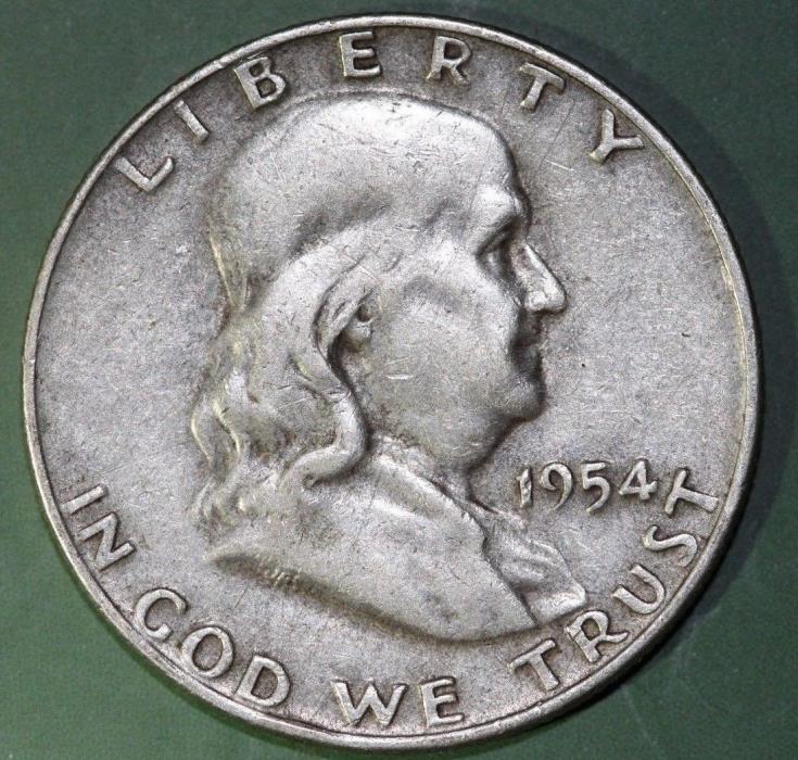 1954 D Benjamin Franklin Half  Silver Dollar