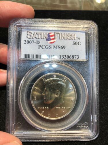 2007-D 50c Kennedy Half Dollar US SATIN FINISH Fifty Cent Coin Graded PCGS MS69