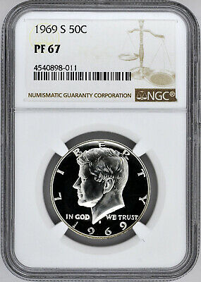 1969 S 50c Silver Proof Kennedy Half Dollar NGC PF 67 