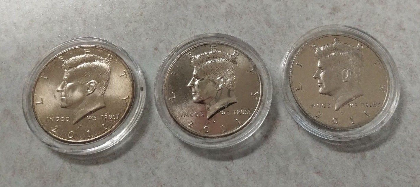 2011 P, D, S Mint 3 Coin Set Kennedy Halves Silver Half Dollar