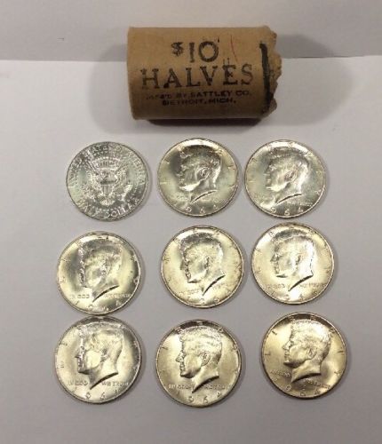1964-D Kennedy Silver Half Dollars GEM BU+ From Original Roll