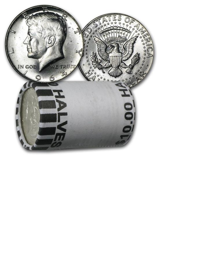 $10 Roll Kennedy 1964 BU Silver Half Dollars Uncirculated