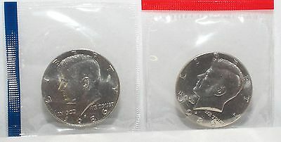 1986 P D Kennedy Half Dollars BU in US Mint Cello - 2 Coin Set