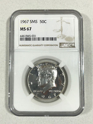 1967 SMS Kennedy Silver Half Dollar Graded MS 67 by NGC - Price Guide $65