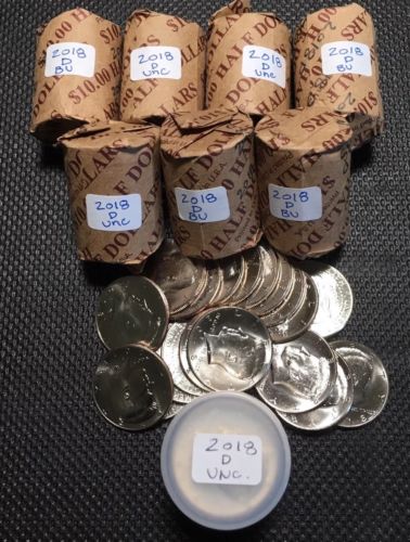 2018 D Kennedy Half Dollar Roll Brilliant Uncirculated from Mint Bags (1 Roll)